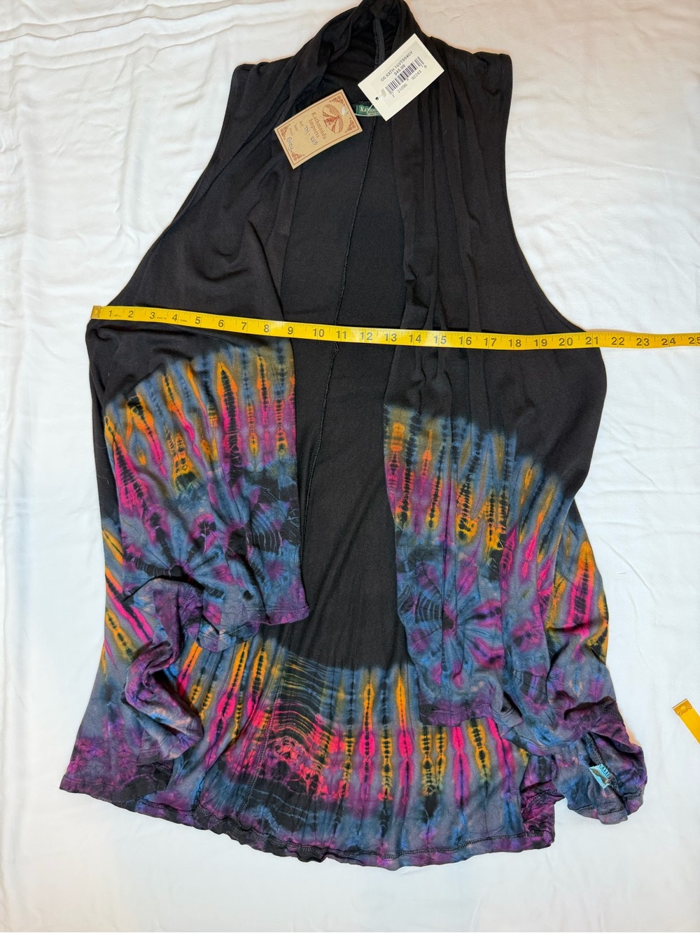 Kathmandu Imports Tie Dye Sleeveless Open Front Vest Cardigan Boho Festival - Picture 6 of 8